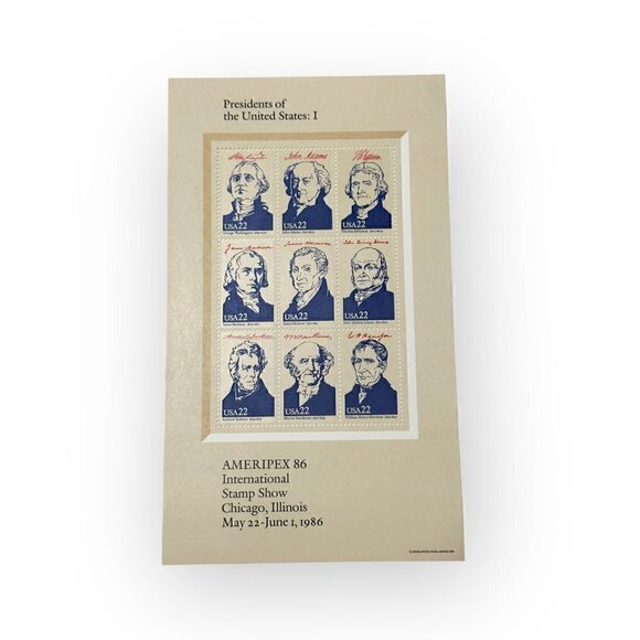 U.S. #2216-19
1986 22¢ AMERIPEX '86 Presidents
Set of 4 sheets in envelop - Picture 2 of 10